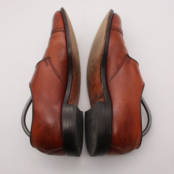 Allen Edmonds Hillsboro Men's 10.5 C Brown Leather Monk Strap Cap Toe Loafers - Picture 6 of 13